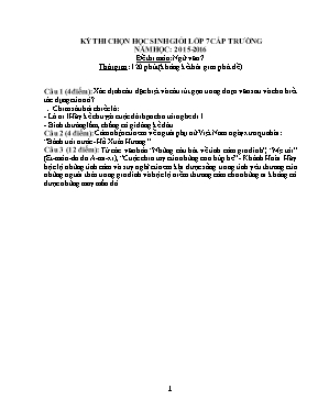 Đề thi chọn học sinh giỏi cấp trường Ngữ văn lớp 7 - Năm học 2015-2016